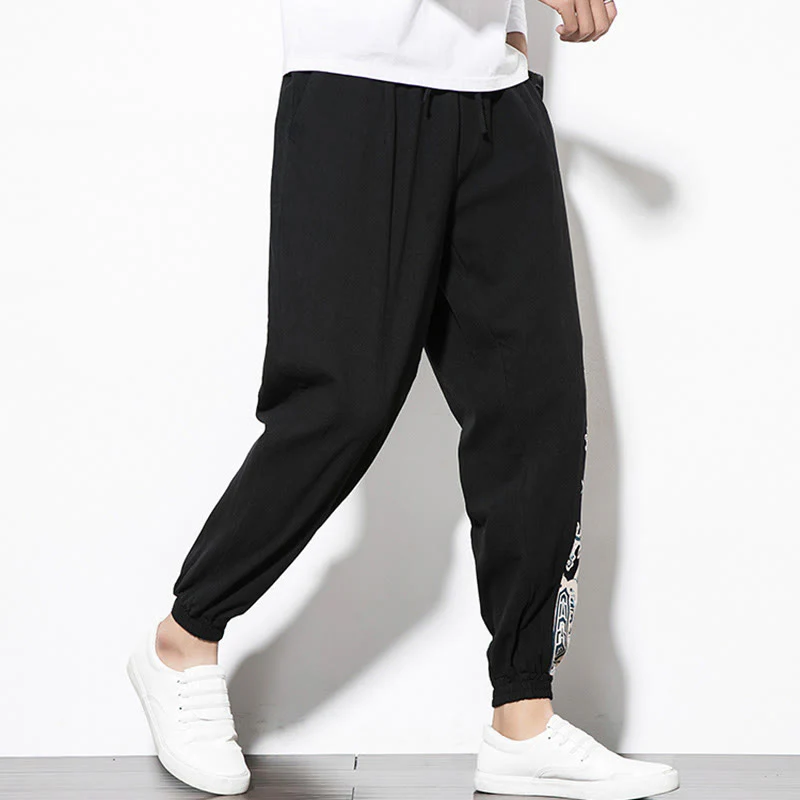 Pantaloni da uomo in cotone Buddha Stones Summer Dragon Waves con tasche - Image 11