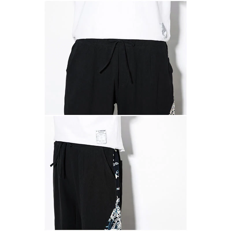 Pantaloni da uomo in cotone Buddha Stones Summer Dragon Waves con tasche - Image 18