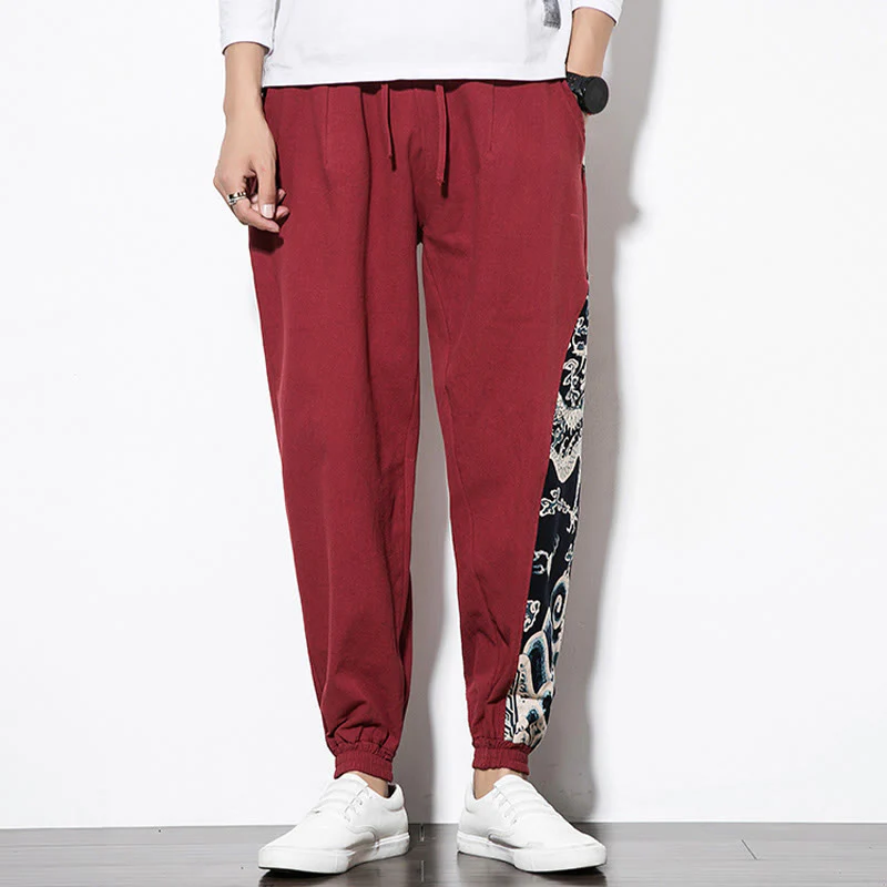 Pantaloni da uomo in cotone Buddha Stones Summer Dragon Waves con tasche - Image 23