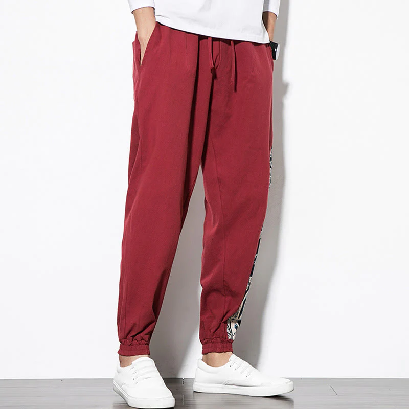 Pantaloni da uomo in cotone Buddha Stones Summer Dragon Waves con tasche - Image 26