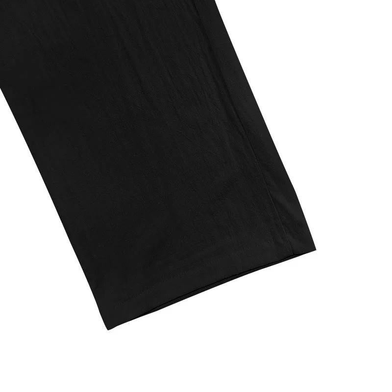 Pantaloni da uomo in cotone casual con bottoni in tinta unita e tasche Buddha Stones - Image 10