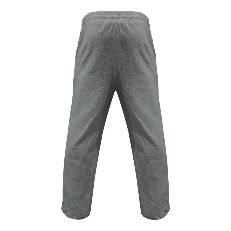 Pantaloni da uomo in cotone casual con bottoni in tinta unita e tasche Buddha Stones - Image 16