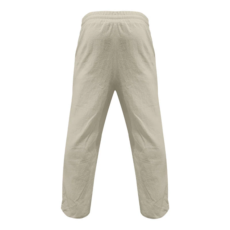 Pantaloni da uomo in cotone casual con bottoni in tinta unita e tasche Buddha Stones - Image 20