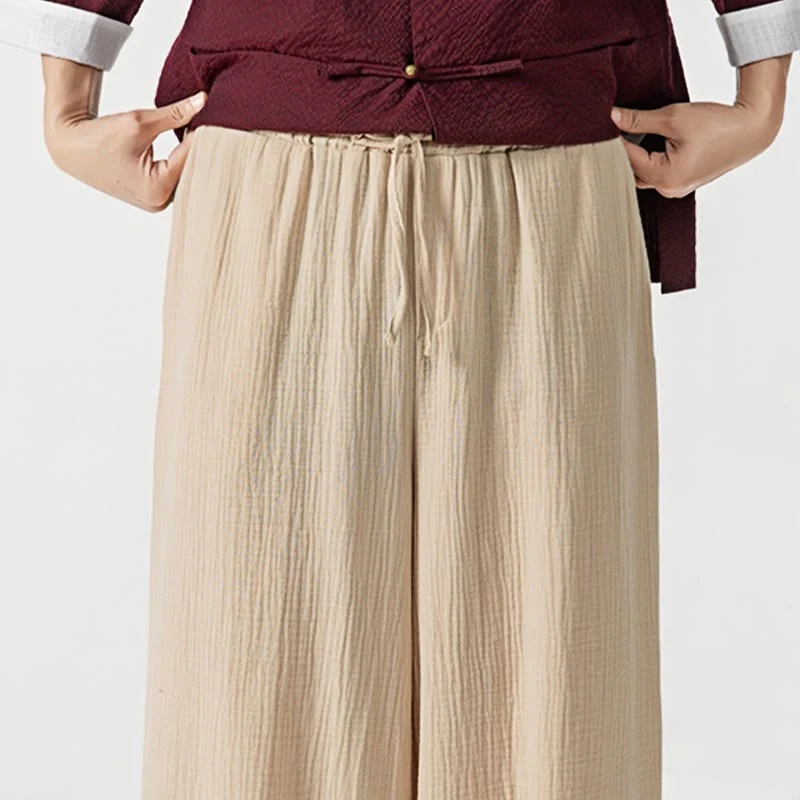 Pantaloni da uomo in cotone con coulisse, tinta unita, con tasche, motivo Buddha Stones - Image 10