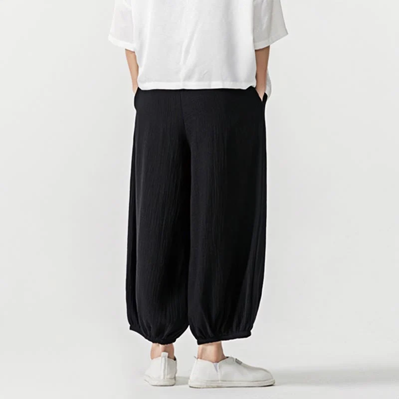 Pantaloni da uomo in cotone con coulisse, tinta unita, con tasche, motivo Buddha Stones - Image 16