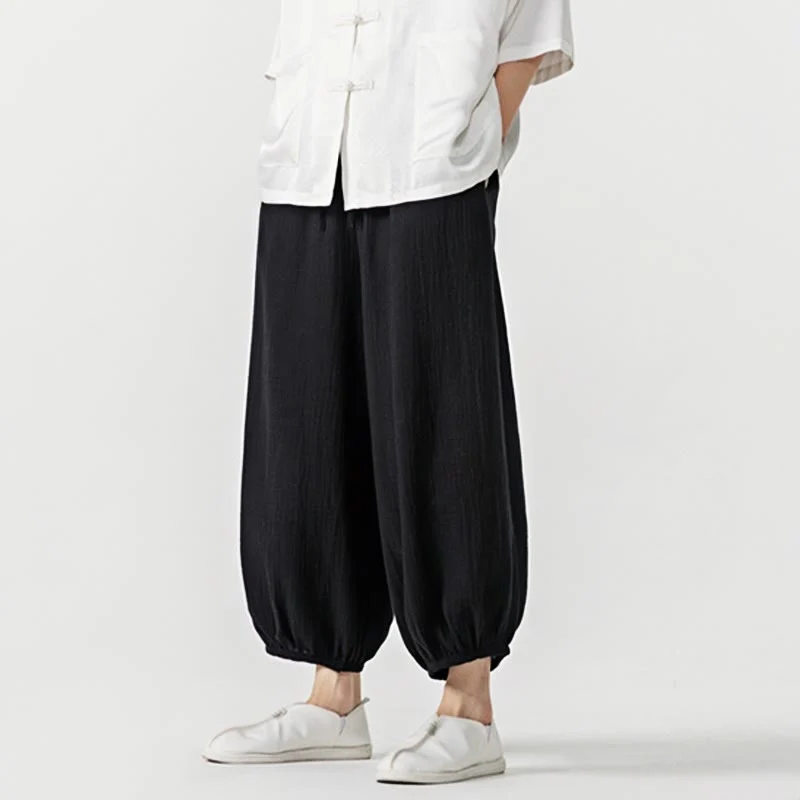Pantaloni da uomo in cotone con coulisse, tinta unita, con tasche, motivo Buddha Stones - Image 20
