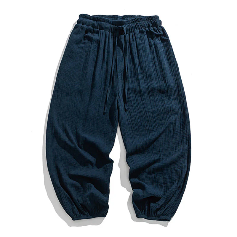 Pantaloni da uomo in cotone con coulisse, tinta unita, con tasche, motivo Buddha Stones - Image 24