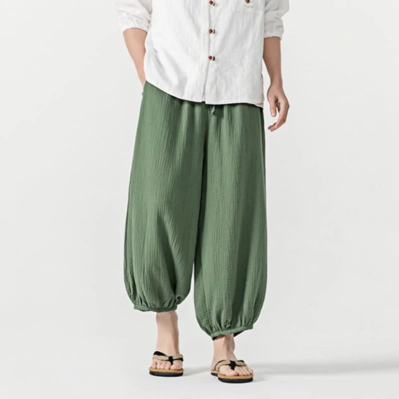 Pantaloni da uomo in cotone con coulisse, tinta unita, con tasche, motivo Buddha Stones - Image 36