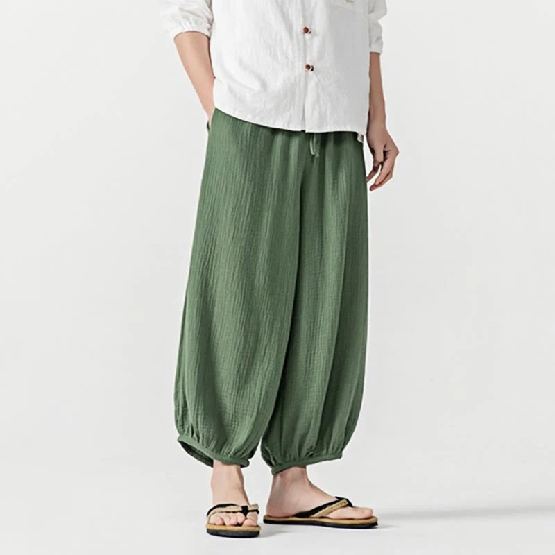 Pantaloni da uomo in cotone con coulisse, tinta unita, con tasche, motivo Buddha Stones - Image 37