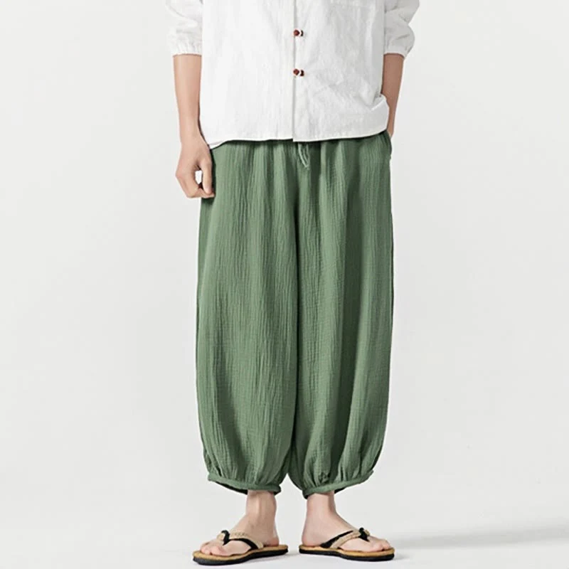Pantaloni da uomo in cotone con coulisse, tinta unita, con tasche, motivo Buddha Stones - Image 39