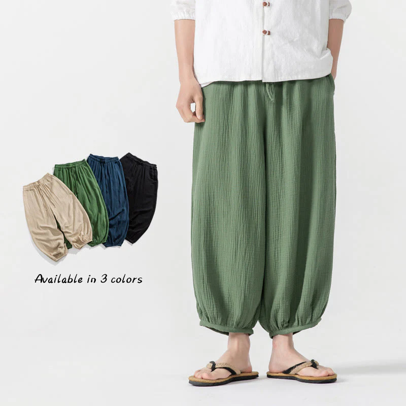 Pantaloni da uomo in cotone con coulisse, tinta unita, con tasche, motivo Buddha Stones - Image 42