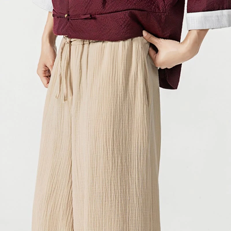 Pantaloni da uomo in cotone con coulisse, tinta unita, con tasche, motivo Buddha Stones - Image 9