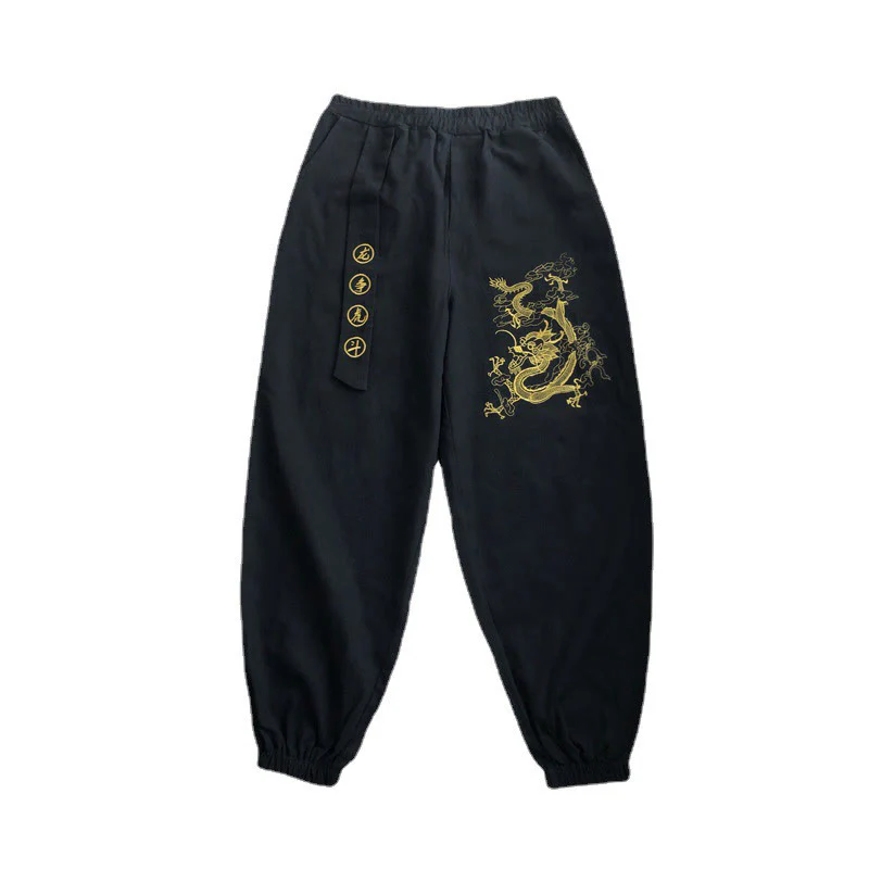 Pantaloni da uomo in cotone con tasche , Buddha Stones, nuvole di buon auspicio, drago - Image 7
