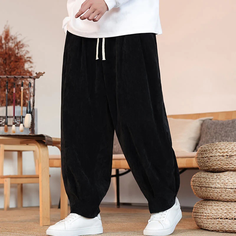 Pantaloni da uomo in cotone con tasche, casual, tinta unita e design semplice, con Buddha Stones - Image 13