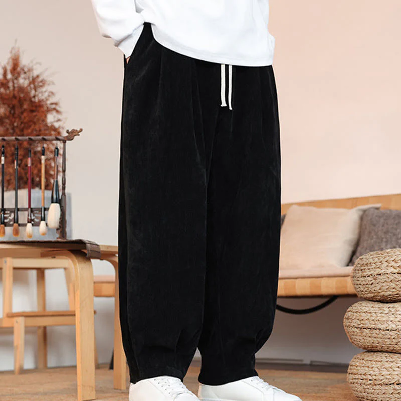 Pantaloni da uomo in cotone con tasche, casual, tinta unita e design semplice, con Buddha Stones - Image 14