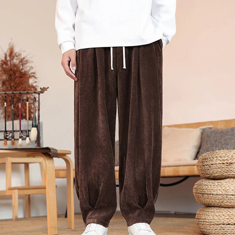 Pantaloni da uomo in cotone con tasche, casual, tinta unita e design semplice, con Buddha Stones - Image 2
