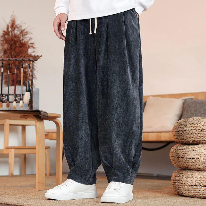 Pantaloni da uomo in cotone con tasche, casual, tinta unita e design semplice, con Buddha Stones - Image 21