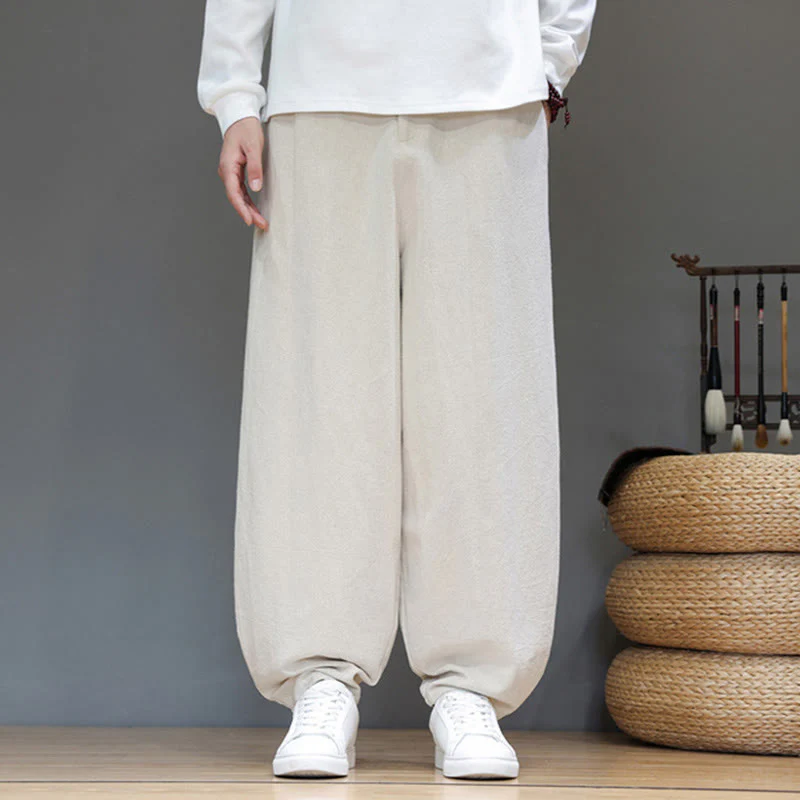 Pantaloni da uomo in cotone con tasche e bottoni color puro Buddha Stones Fall Sports - Image 17