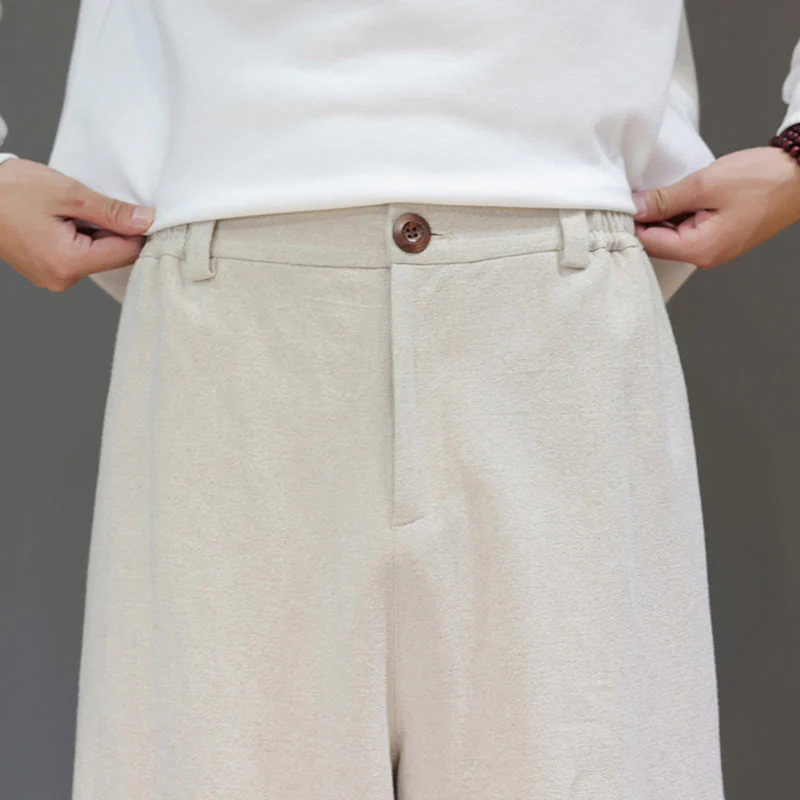 Pantaloni da uomo in cotone con tasche e bottoni color puro Buddha Stones Fall Sports - Image 20