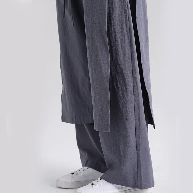 Pantaloni da uomo in cotone con tasche e motivo patchwork semplice Buddha Stones - Image 10
