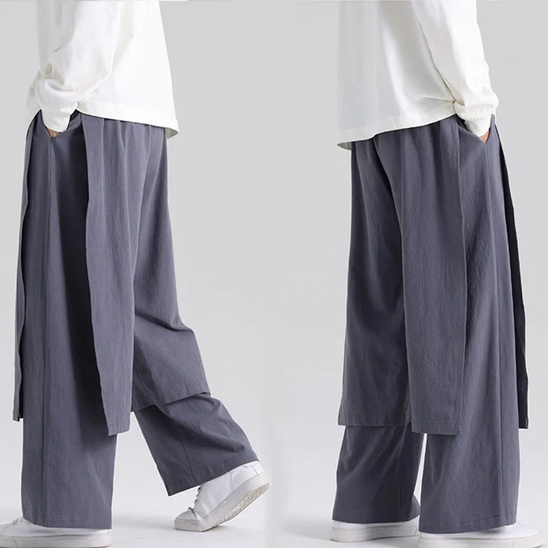 Pantaloni da uomo in cotone con tasche e motivo patchwork semplice Buddha Stones - Image 11