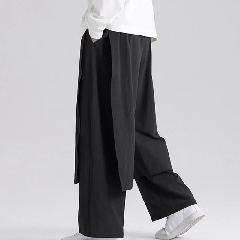 Pantaloni da uomo in cotone con tasche e motivo patchwork semplice Buddha Stones - Image 12