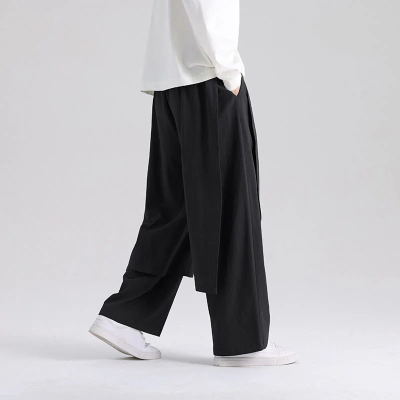 Pantaloni da uomo in cotone con tasche e motivo patchwork semplice Buddha Stones - Image 13