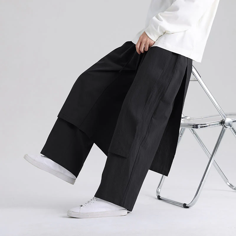 Pantaloni da uomo in cotone con tasche e motivo patchwork semplice Buddha Stones - Image 17