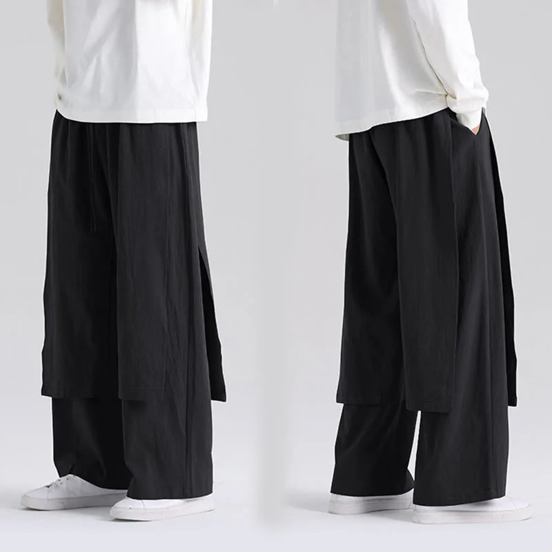 Pantaloni da uomo in cotone con tasche e motivo patchwork semplice Buddha Stones - Image 18