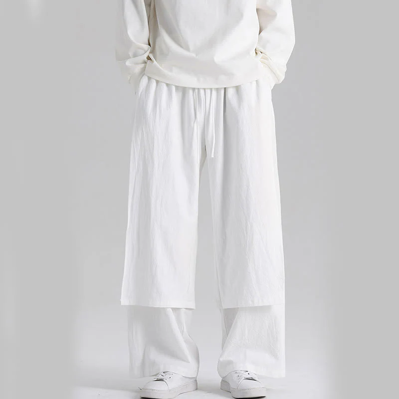 Pantaloni da uomo in cotone con tasche e motivo patchwork semplice Buddha Stones - Image 21