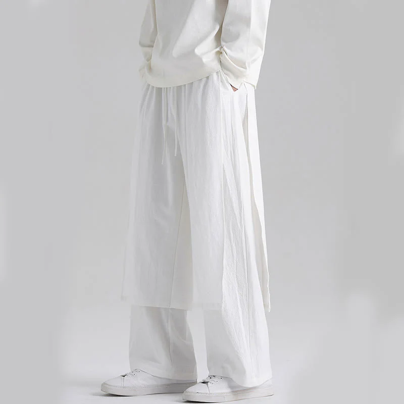 Pantaloni da uomo in cotone con tasche e motivo patchwork semplice Buddha Stones - Image 22