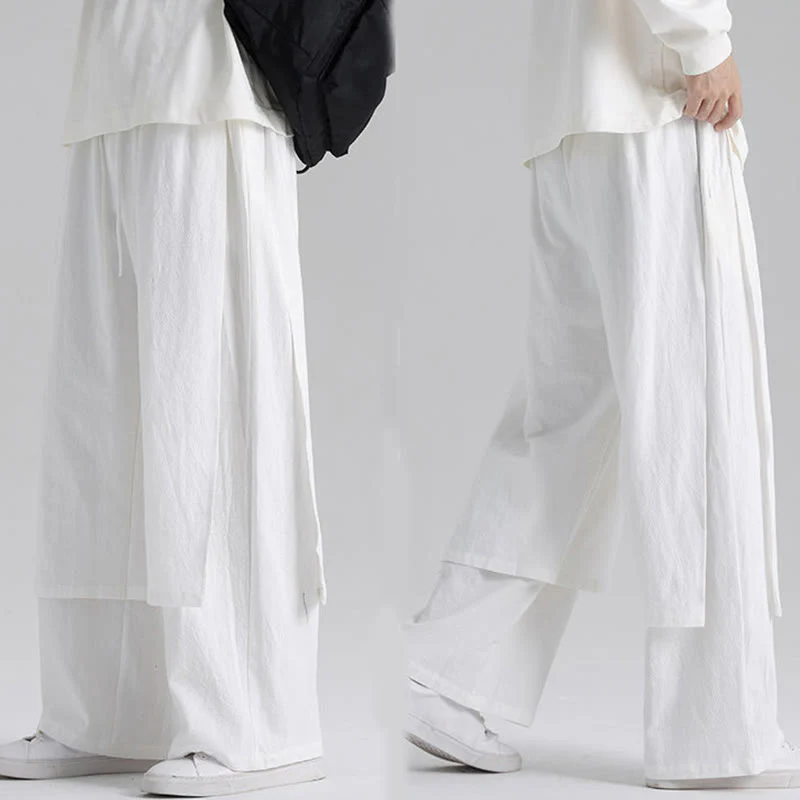 Pantaloni da uomo in cotone con tasche e motivo patchwork semplice Buddha Stones - Image 24