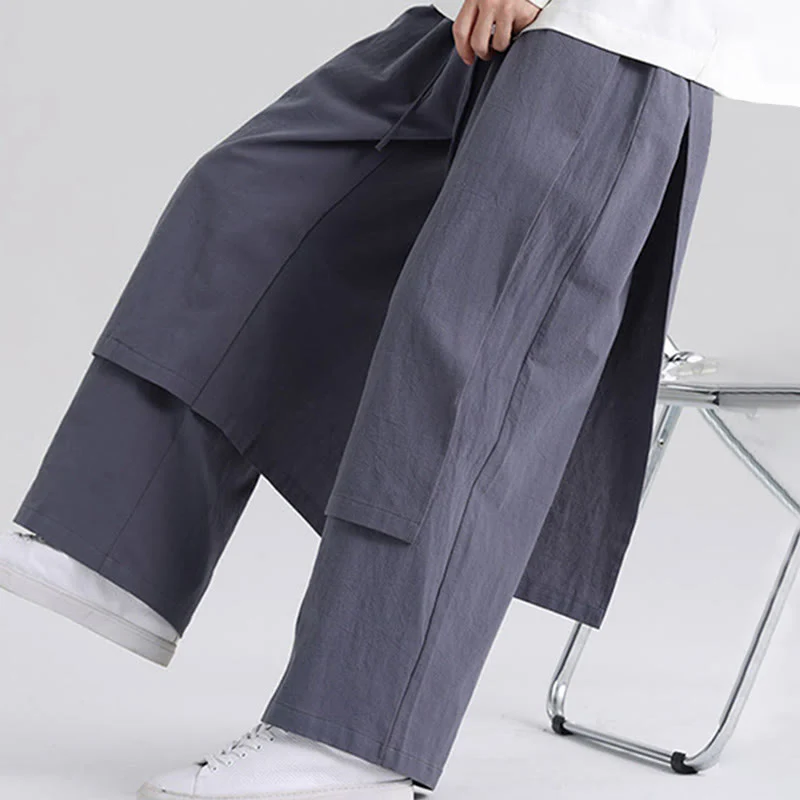 Pantaloni da uomo in cotone con tasche e motivo patchwork semplice Buddha Stones - Image 7