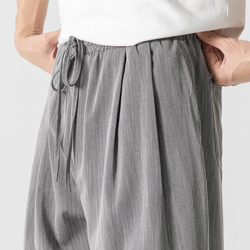 Pantaloni da uomo in cotone e lino con coulisse, con tasche, modello Buddha Stones, casual, estivi, semplici, a gamba dritta - Image 10
