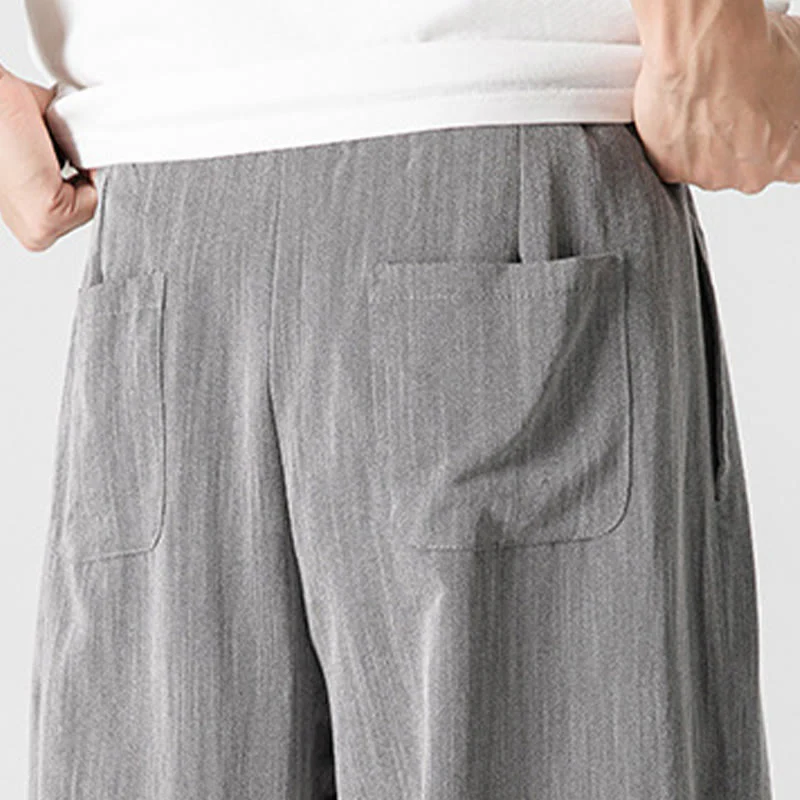 Pantaloni da uomo in cotone e lino con coulisse, con tasche, modello Buddha Stones, casual, estivi, semplici, a gamba dritta - Image 11