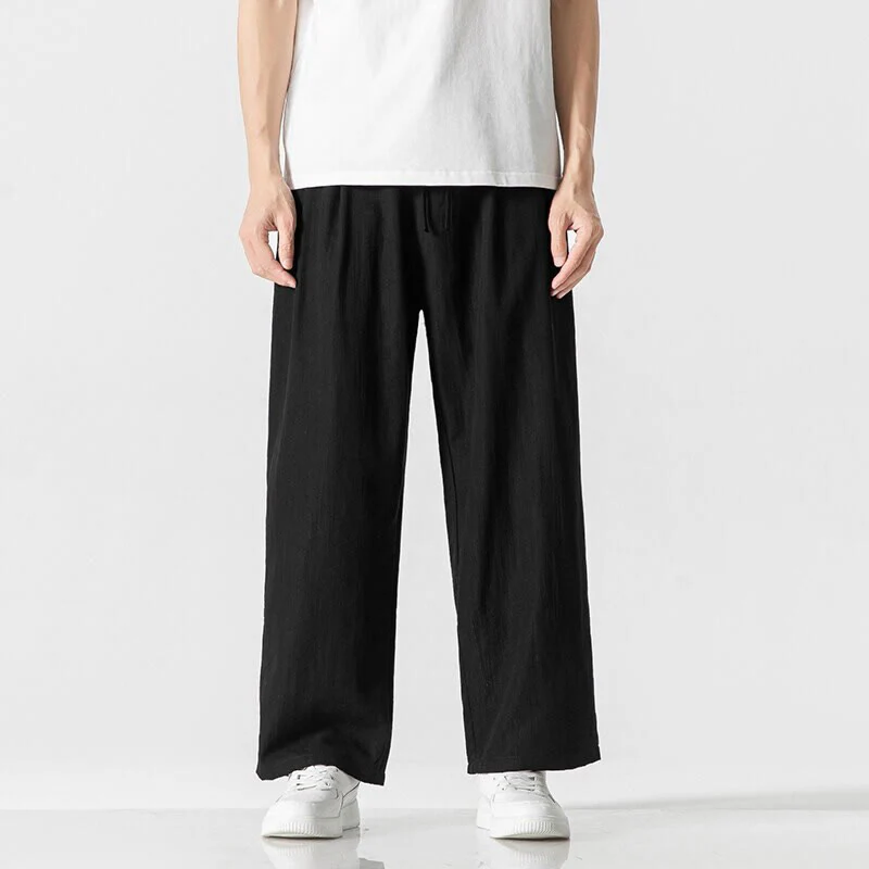 Pantaloni da uomo in cotone e lino con coulisse, con tasche, modello Buddha Stones, casual, estivi, semplici, a gamba dritta - Image 13