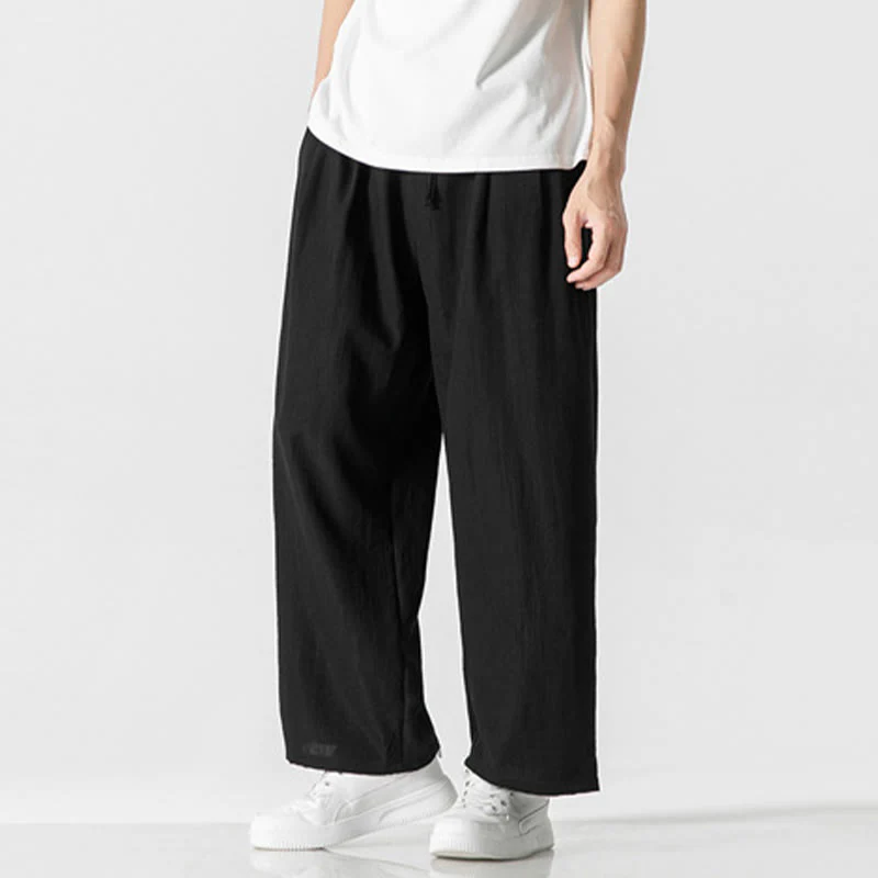 Pantaloni da uomo in cotone e lino con coulisse, con tasche, modello Buddha Stones, casual, estivi, semplici, a gamba dritta - Image 15