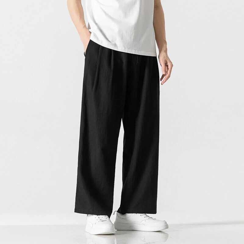Pantaloni da uomo in cotone e lino con coulisse, con tasche, modello Buddha Stones, casual, estivi, semplici, a gamba dritta - Image 16