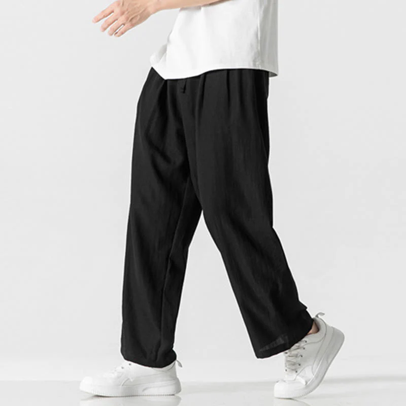 Pantaloni da uomo in cotone e lino con coulisse, con tasche, modello Buddha Stones, casual, estivi, semplici, a gamba dritta - Image 18