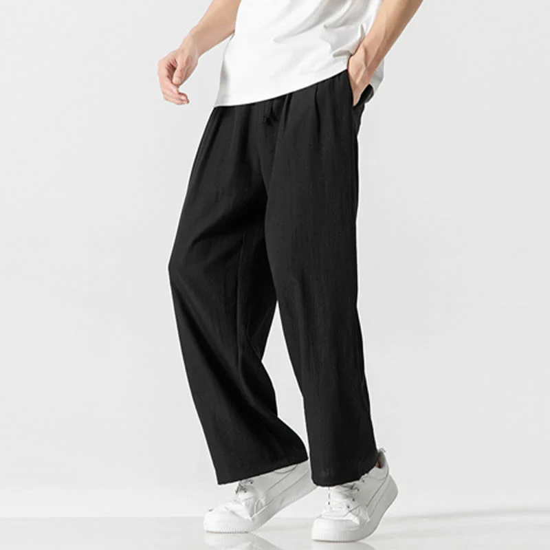 Pantaloni da uomo in cotone e lino con coulisse, con tasche, modello Buddha Stones, casual, estivi, semplici, a gamba dritta - Image 19