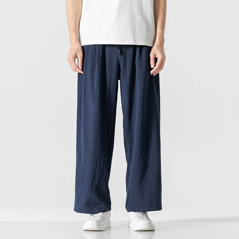 Pantaloni da uomo in cotone e lino con coulisse, con tasche, modello Buddha Stones, casual, estivi, semplici, a gamba dritta - Image 21
