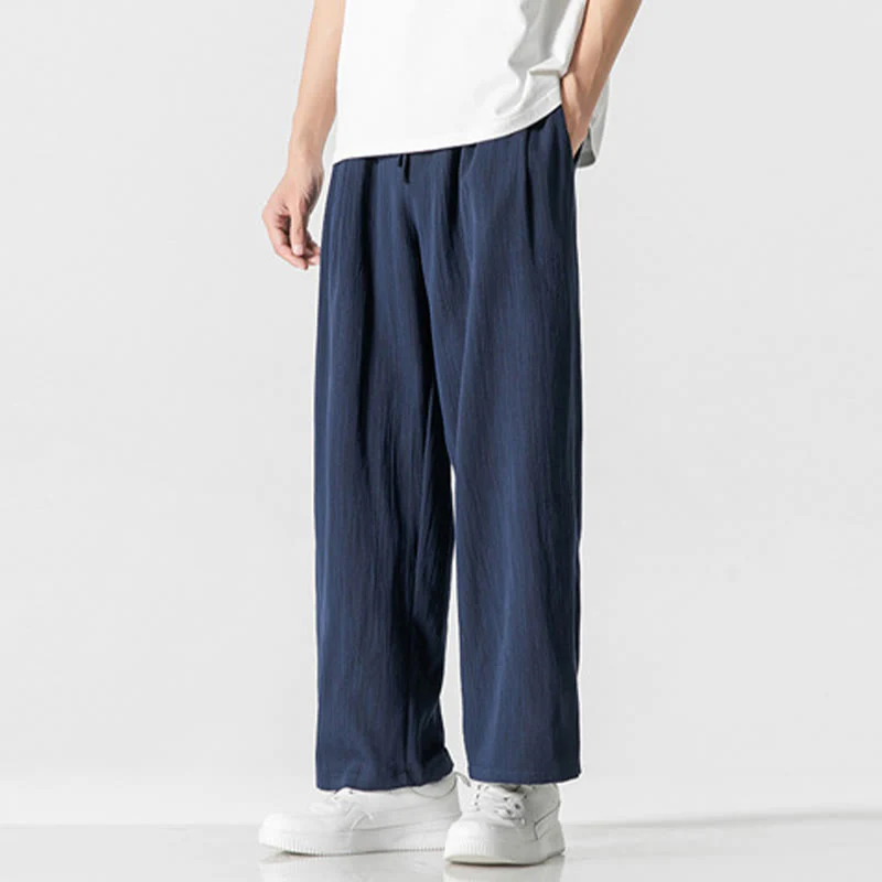 Pantaloni da uomo in cotone e lino con coulisse, con tasche, modello Buddha Stones, casual, estivi, semplici, a gamba dritta - Image 22