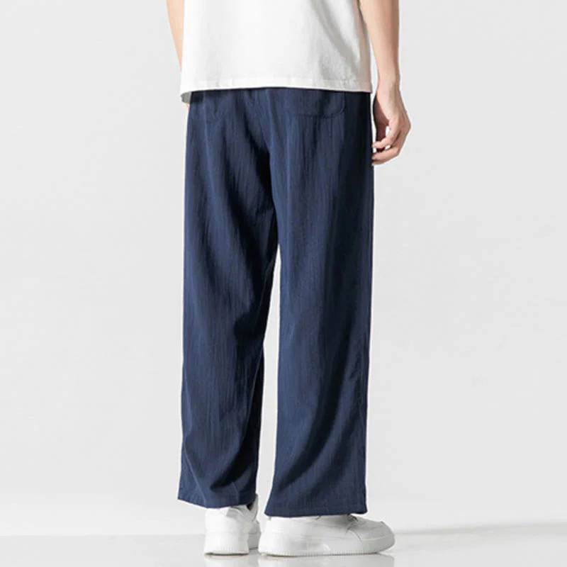Pantaloni da uomo in cotone e lino con coulisse, con tasche, modello Buddha Stones, casual, estivi, semplici, a gamba dritta - Image 24