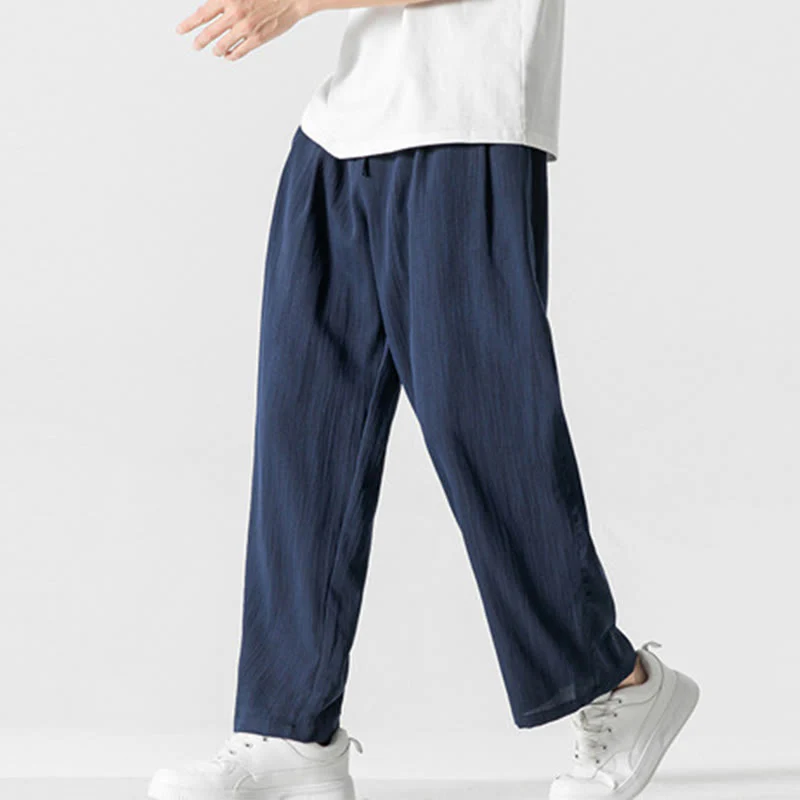 Pantaloni da uomo in cotone e lino con coulisse, con tasche, modello Buddha Stones, casual, estivi, semplici, a gamba dritta - Image 25