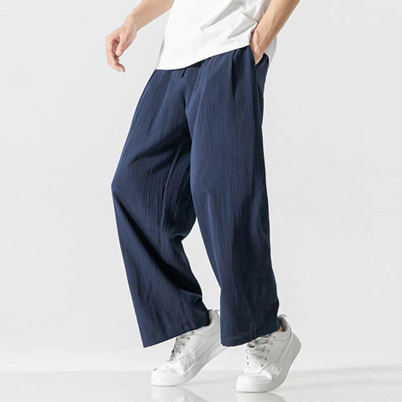 Pantaloni da uomo in cotone e lino con coulisse, con tasche, modello Buddha Stones, casual, estivi, semplici, a gamba dritta - Image 26