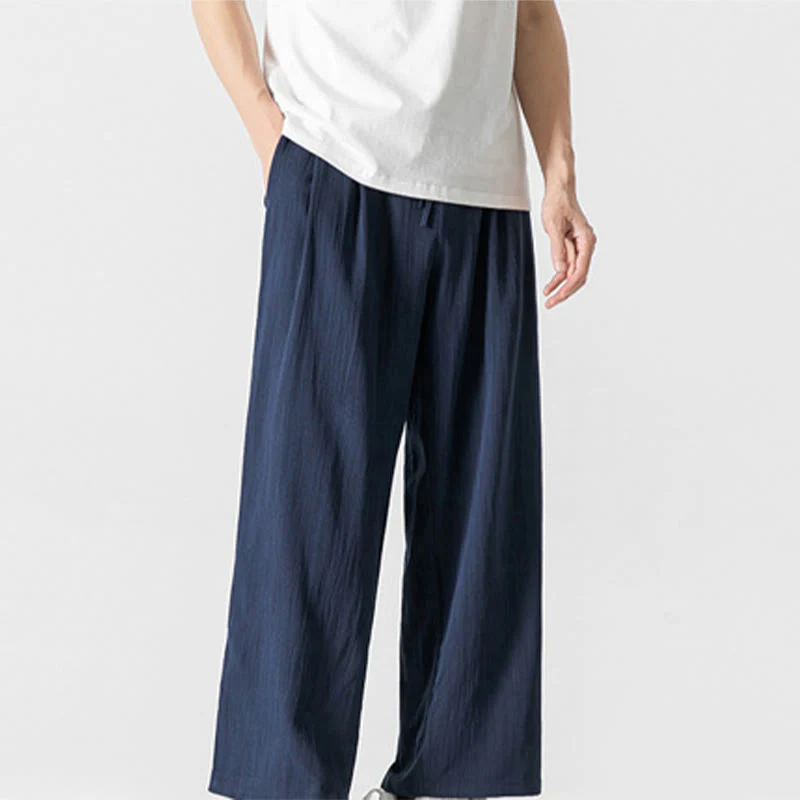 Pantaloni da uomo in cotone e lino con coulisse, con tasche, modello Buddha Stones, casual, estivi, semplici, a gamba dritta - Image 27