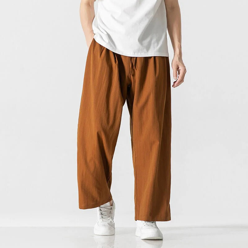 Pantaloni da uomo in cotone e lino con coulisse, con tasche, modello Buddha Stones, casual, estivi, semplici, a gamba dritta - Image 29