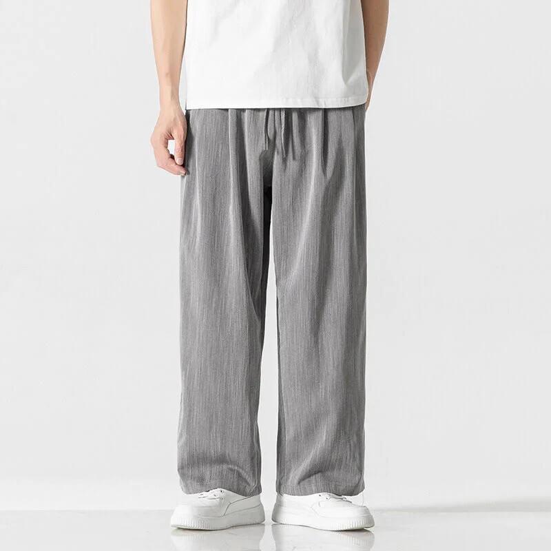 Pantaloni da uomo in cotone e lino con coulisse, con tasche, modello Buddha Stones, casual, estivi, semplici, a gamba dritta - Image 3