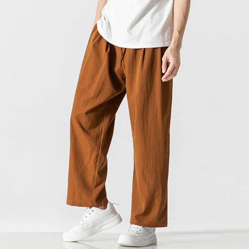 Pantaloni da uomo in cotone e lino con coulisse, con tasche, modello Buddha Stones, casual, estivi, semplici, a gamba dritta - Image 30