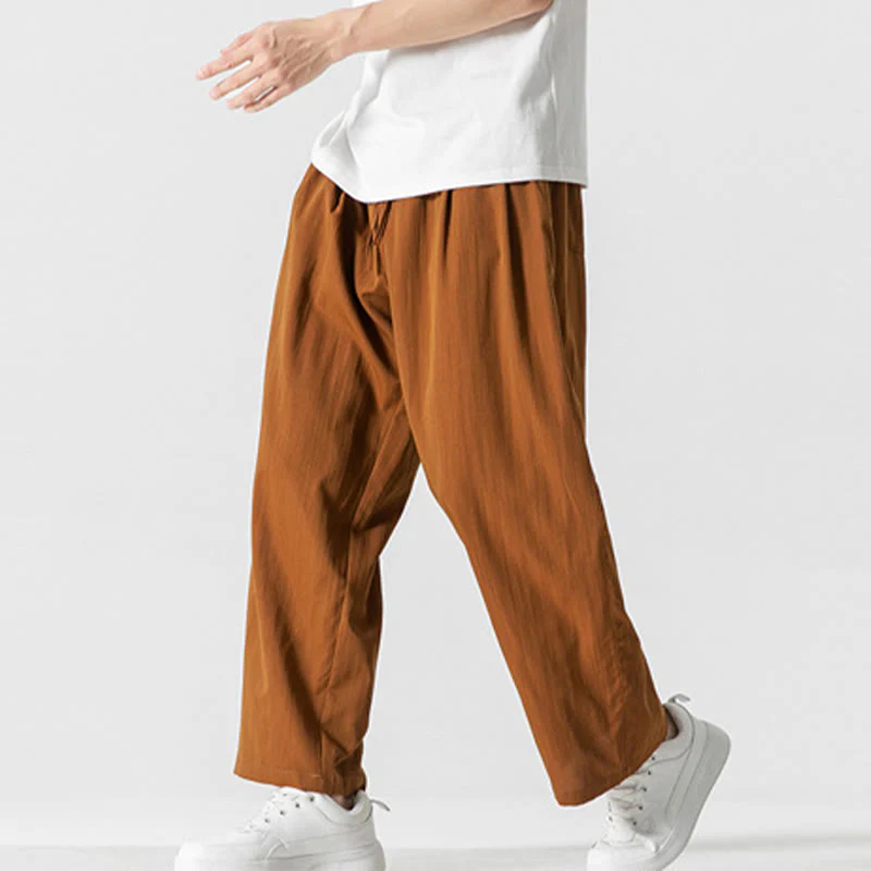 Pantaloni da uomo in cotone e lino con coulisse, con tasche, modello Buddha Stones, casual, estivi, semplici, a gamba dritta - Image 31